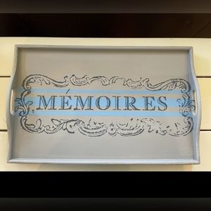 Vintage French-Themed Wooden Breakfast Tray